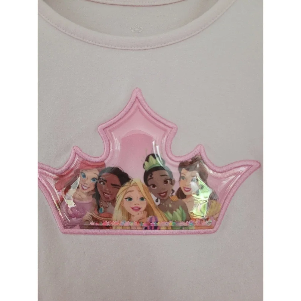 Disney Princess Girls Pink Tulle Tutu Dress Long Sleeve Crown‎ Graphic 5-6 #7